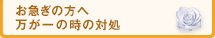 お急ぎの方へ 万が一の時の対処