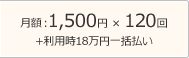 月額：1,500円 × 120回 +利用時18万円一括払い