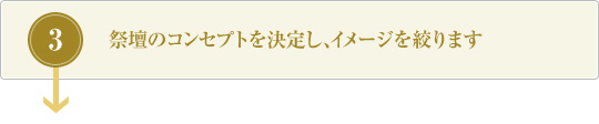祭壇のコンセプトを決定し、イメージを絞ります
