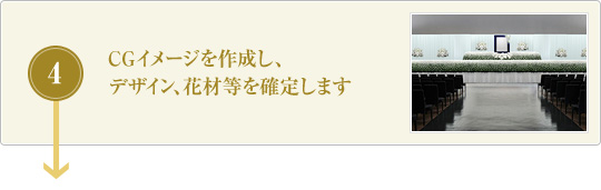 CGイメージを作成し、デザイン、花材等を確定します